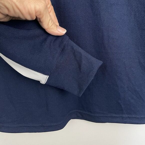 TuffRider Ventilated Technical Long Sleeve Equestrian Sport Shirt Size L Navy - Picture 6 of 10